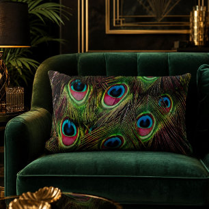 art deco turquoise groen turquoise pauwveer kussen