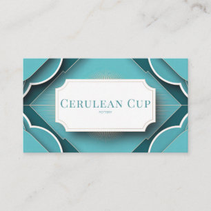 Art Deco Turquoise Schelp Lijst Geometrisch Modern Visitekaartje