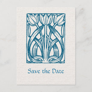 Art Deco Turquoise Tulpen Save the Date Briefkaart