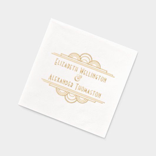 Art Deco Twee Naam #3 Trouwpaar Folie Servetten (Links)