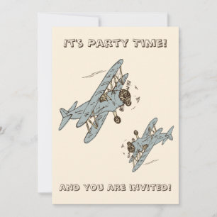 Art Deco tweedekkers - blauw Party Time geen detai Kaart