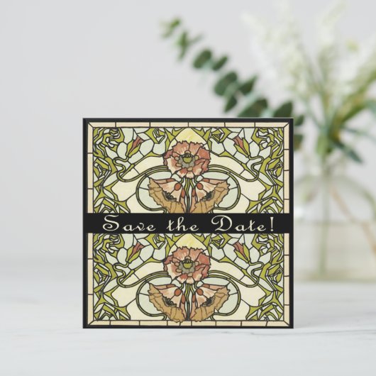 Art Deco Two Sided  Save the Date Card (Staand voorkant)
