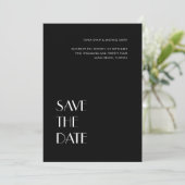 Art Deco Typography Black White Wedding Save The Date (Staand voorkant)