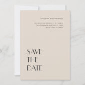 Art Deco Typography Cream Sand Wedding Save The Date (Voorkant)