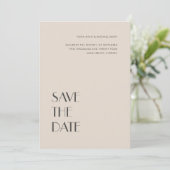 Art Deco Typography Cream Sand Wedding Save The Date (Staand voorkant)