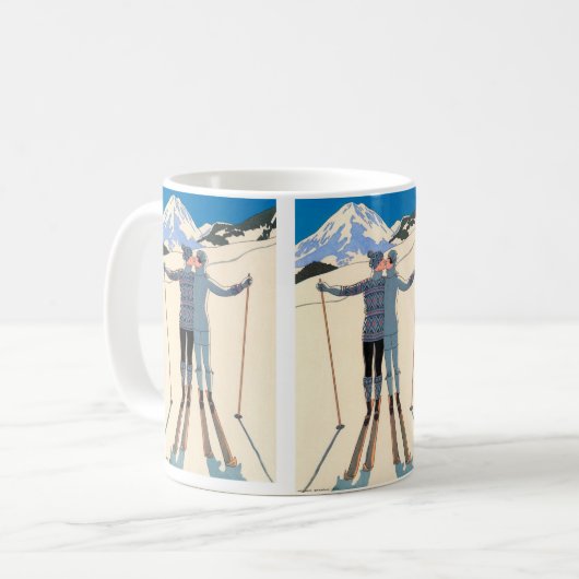 Art Deco uit het verleden, Liefhebbers in de sneeu Koffiemok (Voorkant links)