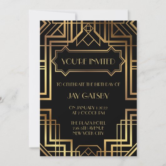 Art Deco uitnodiging met Great Gatsby-thema uit de (Voorkant)