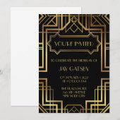 Art Deco uitnodiging met Great Gatsby-thema uit de (Voorkant / Achterkant)