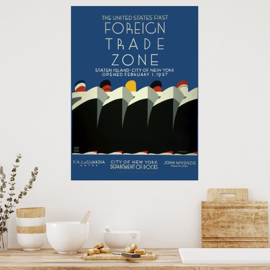 Art Deco US 1st Foreign Trade Zone WPA Poster (Keuken)