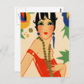 Art Deco Vamp, Flapper uit 1920 Briefkaart (Voorkant / Achterkant)
