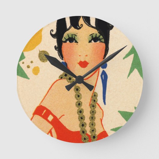 Art Deco Vamp, Flapper uit 1920 Ronde Klok (Voorkant)