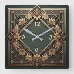 Art Deco-ventiel Vierkante Klok