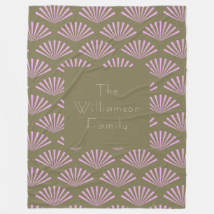Art Deco ventilatoren in olijf en lila gepersonali Fleece Deken