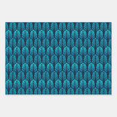 Art Deco-ventilatorpatroon, blauw, koper, wter Inpakpapier Vel (Voorkant)