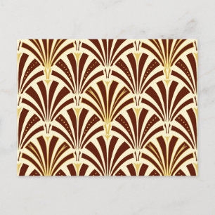 Art Deco-ventilatorpatroon - chocolade op room Briefkaart