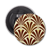 Art Deco-ventilatorpatroon - chocolade op room Button Flesopener (Voorkant)