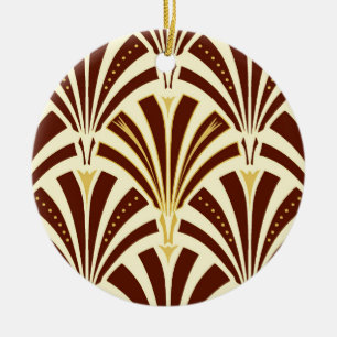 Art Deco-ventilatorpatroon - chocolade op room Keramisch Ornament
