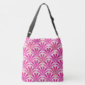 Art Deco-ventilatorpatroon - fuchsia roze Crossbody Tas (Achterkant)
