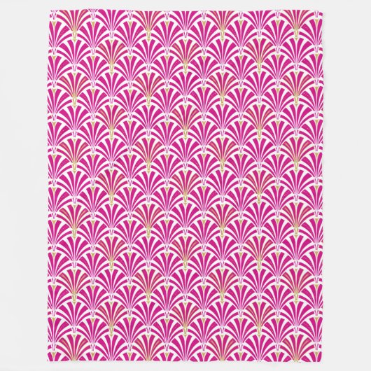 Art Deco-ventilatorpatroon - fuchsia roze Fleece Deken (Voorkant)