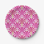 Art Deco-ventilatorpatroon - fuchsia roze Papieren Bordje (Voorkant)
