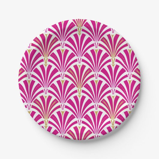 Art Deco-ventilatorpatroon - fuchsia roze Papieren Bordje (Voorkant)