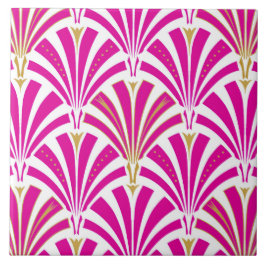 Art Deco-ventilatorpatroon - fuchsia roze Tegeltje