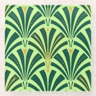 Art Deco-ventilatorpatroon - groen voor denen en n Glazen Onderzetter