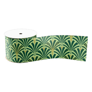 Art Deco-ventilatorpatroon - groen voor denen en n Grosgrain Lint