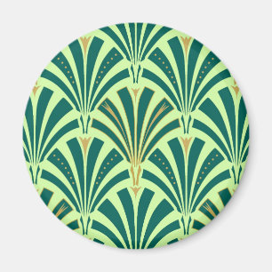 Art Deco-ventilatorpatroon - groen voor denen en n Magneet
