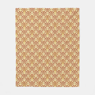 Art Deco-ventilatorpatroon - koper op geel Fleece Deken