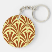 Art Deco-ventilatorpatroon - koper op geel Sleutelhanger (Achterkant)