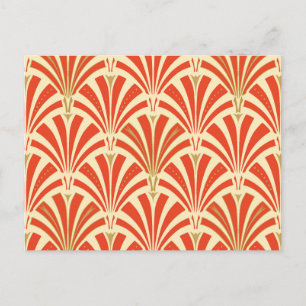 Art Deco-ventilatorpatroon - mandarijnenoranje Briefkaart