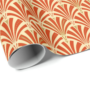 Art Deco-ventilatorpatroon - mandarijnenoranje Cadeaupapier