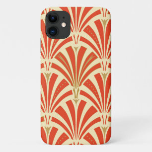 Art Deco-ventilatorpatroon - mandarijnenoranje iPhone 11 Hoesje