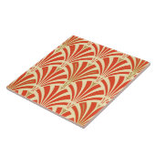 Art Deco-ventilatorpatroon - mandarijnenoranje Tegeltje (Zijkant)
