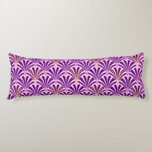 Art Deco-ventilatorpatroon - paars en orchidee Lichaamskussen