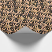 Art Deco-ventilatorpatroon - perziken op zwart Cadeaupapier (Hoek)