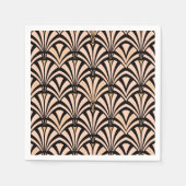 Art Deco-ventilatorpatroon - perziken op zwart Servet (Voorkant)