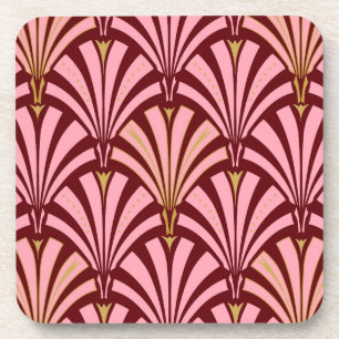 Art Deco-ventilatorpatroon - roze en maron Drankjes Onderzetter