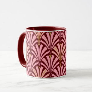 Art Deco-ventilatorpatroon - roze en maron Mok