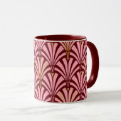 Art Deco-ventilatorpatroon - roze en maron Mok (Voorkant rechts)