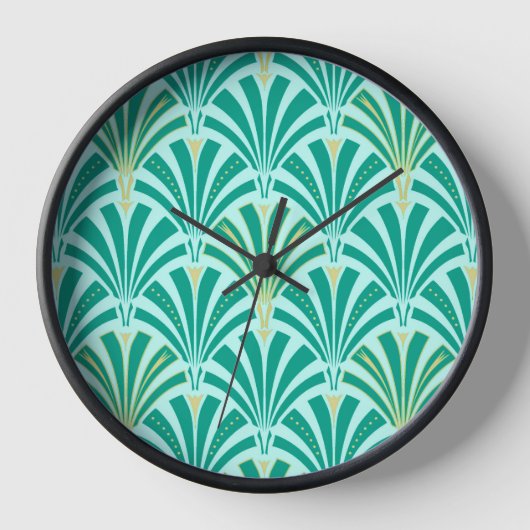 Art Deco-ventilatorpatroon - turquoise op aqua (Voorkant)