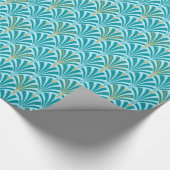 Art Deco-ventilatorpatroon - turquoise op aqua Cadeaupapier (Hoek)