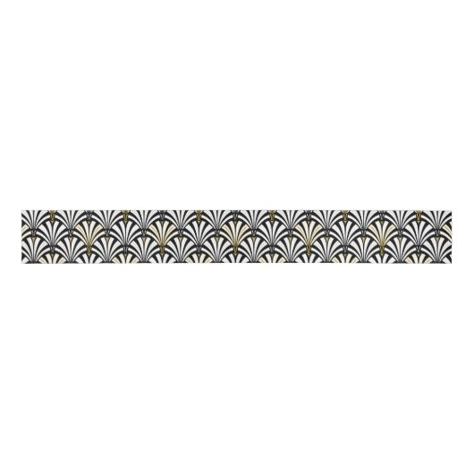 Art Deco-ventilatorpatroon - wit en zwart Grosgrain Lint (Voorkant)