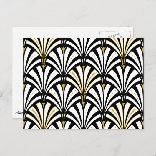 Art Deco-ventilatorpatroon - zwart-wit Briefkaart (Voorkant / Achterkant)
