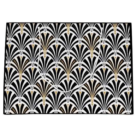 Art Deco-ventilatorpatroon - zwart-wit Groot Cadeauzakje (Voorkant)