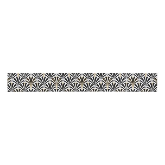 Art Deco-ventilatorpatroon - zwart-wit Grosgrain Lint (Voorkant)