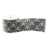 Art Deco-ventilatorpatroon - zwart-wit Grosgrain Lint (Spoel)