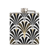 Art Deco-ventilatorpatroon - zwart-wit Heupfles (Achterkant)