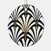 Art Deco-ventilatorpatroon - zwart-wit Keramisch Ornament (Links)